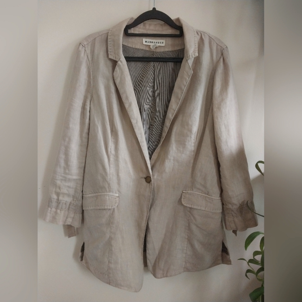Antropologie Marrakech Cream Linen blazer